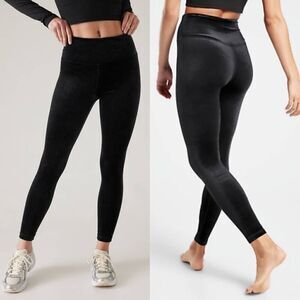 Athleta Elation Velvet Tight BLACK SIZE L $109 NWT